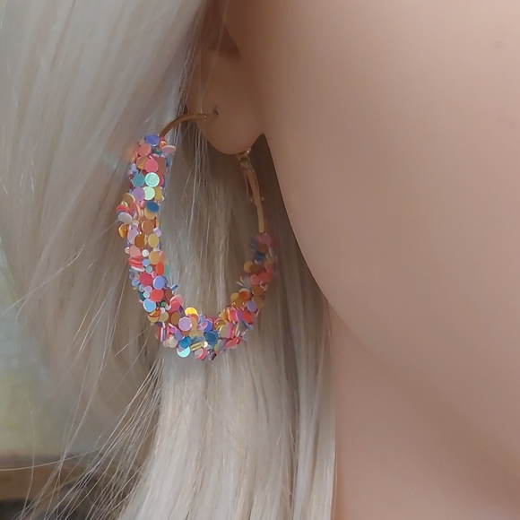NWOT BP Sequin Hoop Earrings - Picture 4 of 4
